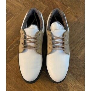 FootJoy Golf Shoes Women's 7M‎ White 98597 Brown Leather Spikes Lace-Up Shoes